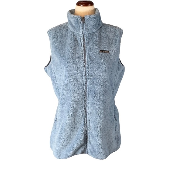Columbia Jackets & Blazers - COLUMBIA Fleece Vest Full Zip Women’s Size XL In Light Blue pockets Outdoor
